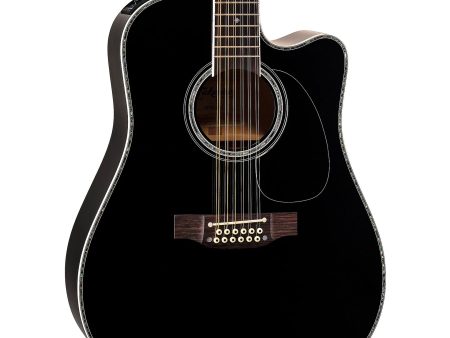 Takamine Legacy Series EF381DX 12-String Acoustic Electric Guitar, Black w  Case For Cheap