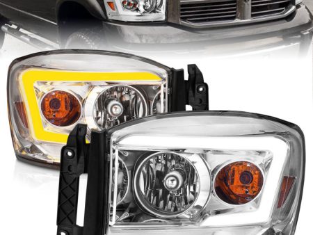 Anzo 06-09 Dodge RAM 1500 2500 3500 Headlights Chrome Housing Clear Lens (w Switchback Light Bars) Online Hot Sale