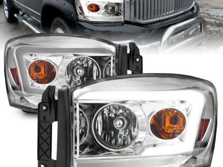 Anzo 06-09 Dodge RAM 1500 2500 3500 Headlights Chrome Housing Clear Lens (w  Light Bars) Sale