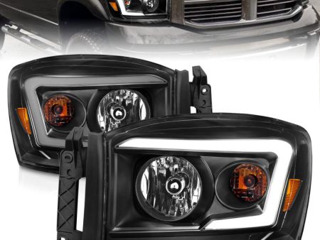 Anzo 06-09 Dodge RAM 1500 2500 3500 Headlights Black Housing Clear Lens (w  Light Bars) Online now