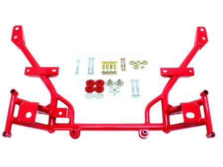 BMR 05-14 S197 Mustang K-Member w  1 2in Lowered Motor Mounts and STD. Rack Mounts - Red on Sale